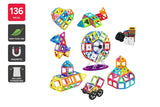 136 Piece Kids Magnetic Building Block Tile Set