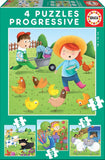 Educa: Farm Animals Progressive - Puzzles (6, 9, 12, 16pc Jigsaws)