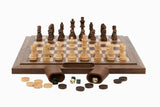 Dal Rossi Walnut 3 in 1 Chess, Checkers & Backgammon Set (40cm)