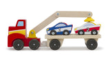 Melissa & Doug: Magnetic Car Loader - Wooden Vehicle Set