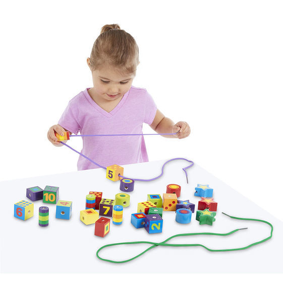 Melissa & Doug: Wooden Lacing Beads in a Box