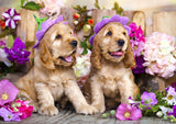 Enjoy Puzzle: Spaniel Puppies with Flower Hats (1000pc Jigsaw)
