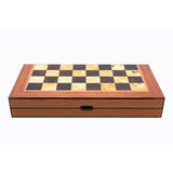 Dal Rossi Walnut Gloss Finish Folding Chess Set - 40cm