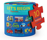 Crocodile Creek: Lets Begin Puzzle Canister - Vehicles (20pc Jigsaw)