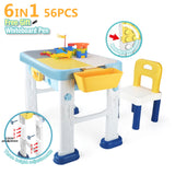 Zoink: Kids Adjustable Height Learning Table & Chair Set - 56 Pieces Building Block