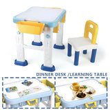 Zoink: Kids Adjustable Height Learning Table & Chair Set - 56 Pieces Building Block