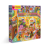 eeBoo: Family Dinner in the Night Square (1000pc Jigsaw)