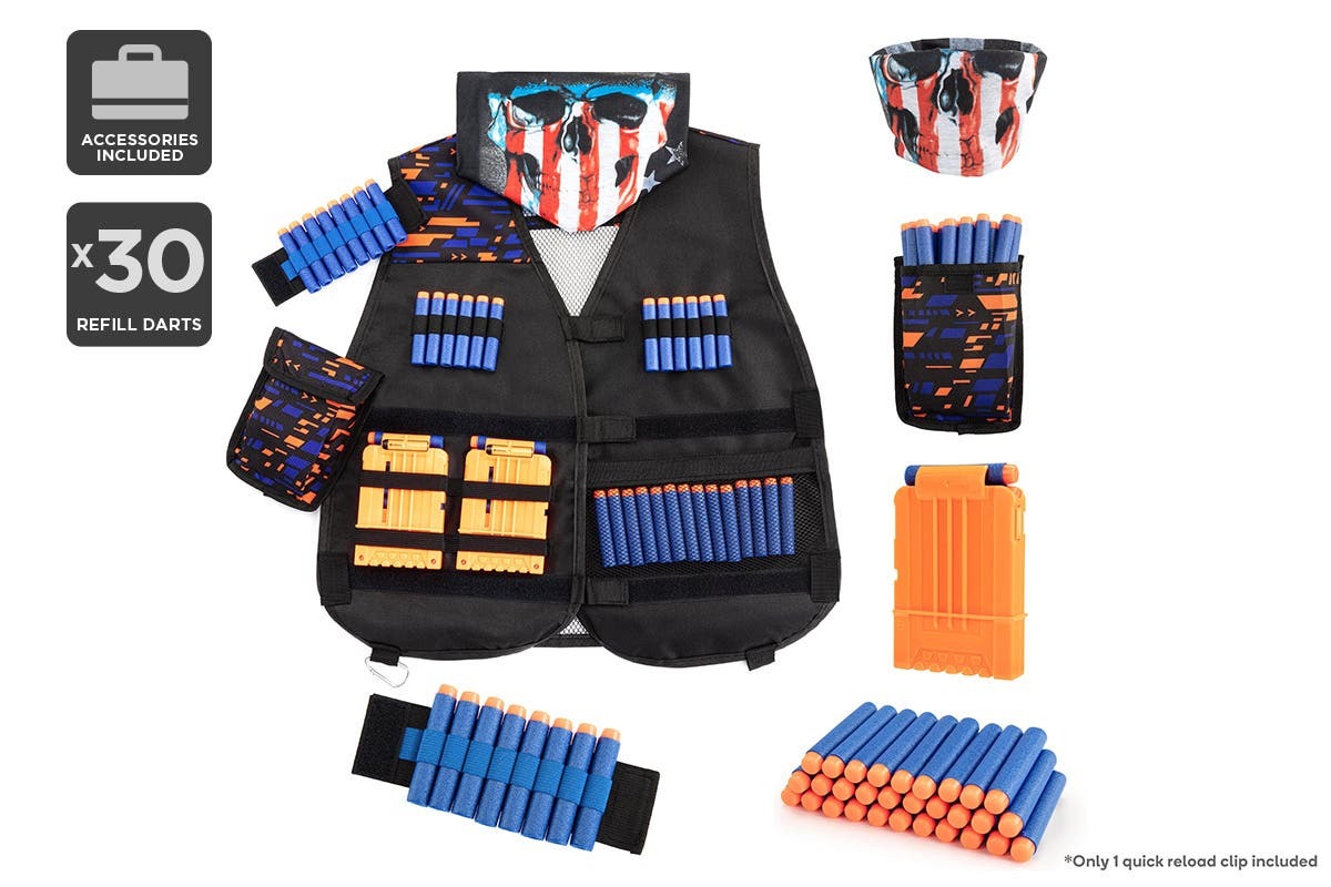 NEW Nerf Elite Utility Vest Blue/Orange/White/Black Nerf Gun Vest Hasbro  Games