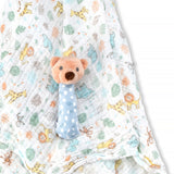 Little Linen: Muslin Wrap & Crinkle Toy - Safari Bear