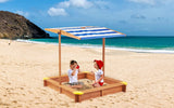 Kid's Solid Wood Square Sandbox with Cover