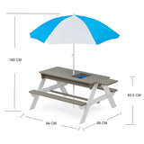 Kid's Picnic Table with Basin & Umbrella