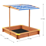 Kid's Solid Wood Square Sandbox with Cover