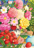 Floral Fiesta: Peonies & Strawberries (1000pc Jigsaw)
