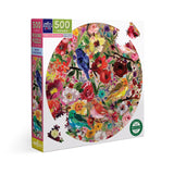 eeBoo: Round Puzzle - Birds & Blossoms (500pc Jigsaw)