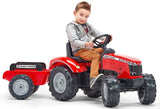Falk: Little Builders - Massey Ferguson Pedal Tractor with Trailer