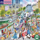 eeBoo: Paris Bookseller - Square Puzzle (1000pc Jigsaw)