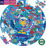 eeBoo: Under The Sea - Round Puzzle (100pc Jigsaw)