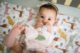 Tikiri: Muslin Comforter with Rubber Leaf Teether - Hippo