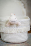 Tikiri: Muslin Comforter with Rubber Leaf Teether - Hippo