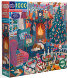 eeBoo: Christmas English Cottage - Square Puzzle (1000pc Jigsaw)