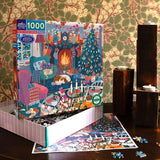 eeBoo: Christmas English Cottage - Square Puzzle (1000pc Jigsaw)