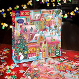 eeBoo: Holiday Village - Square Puzzle (1000pc Jigsaw)