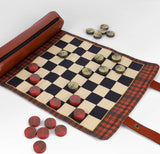 Pendleton: Red Black Check Pattern Chess & Checkers - Travel Ready Roll-Up Edition