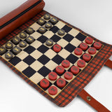 Pendleton: Red Black Check Pattern Chess & Checkers - Travel Ready Roll-Up Edition