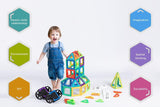 136 Piece Kids Magnetic Building Block Tile Set