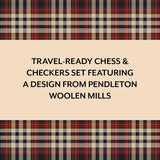 Pendleton: Red Black Check Pattern Chess & Checkers - Travel Ready Roll-Up Edition