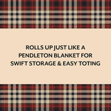 Pendleton: Red Black Check Pattern Chess & Checkers - Travel Ready Roll-Up Edition